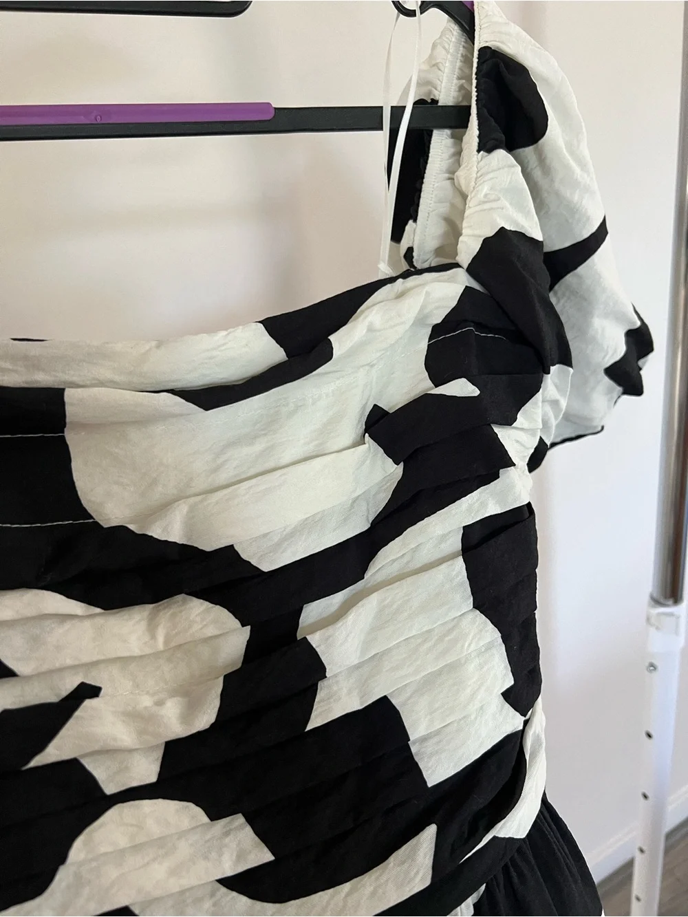 A&F Emerson Midi Dress in Black and White Abstract Size S Tall